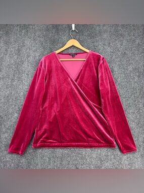 J Crew Pink Velvet Surplice Faux Wrap Top Women’s XL Date Night Holiday Classic